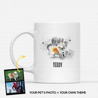 Thumbnail for Personalized Dog Gift Idea - Funny Super Hero Line Art For Dog Lovers - White Mug