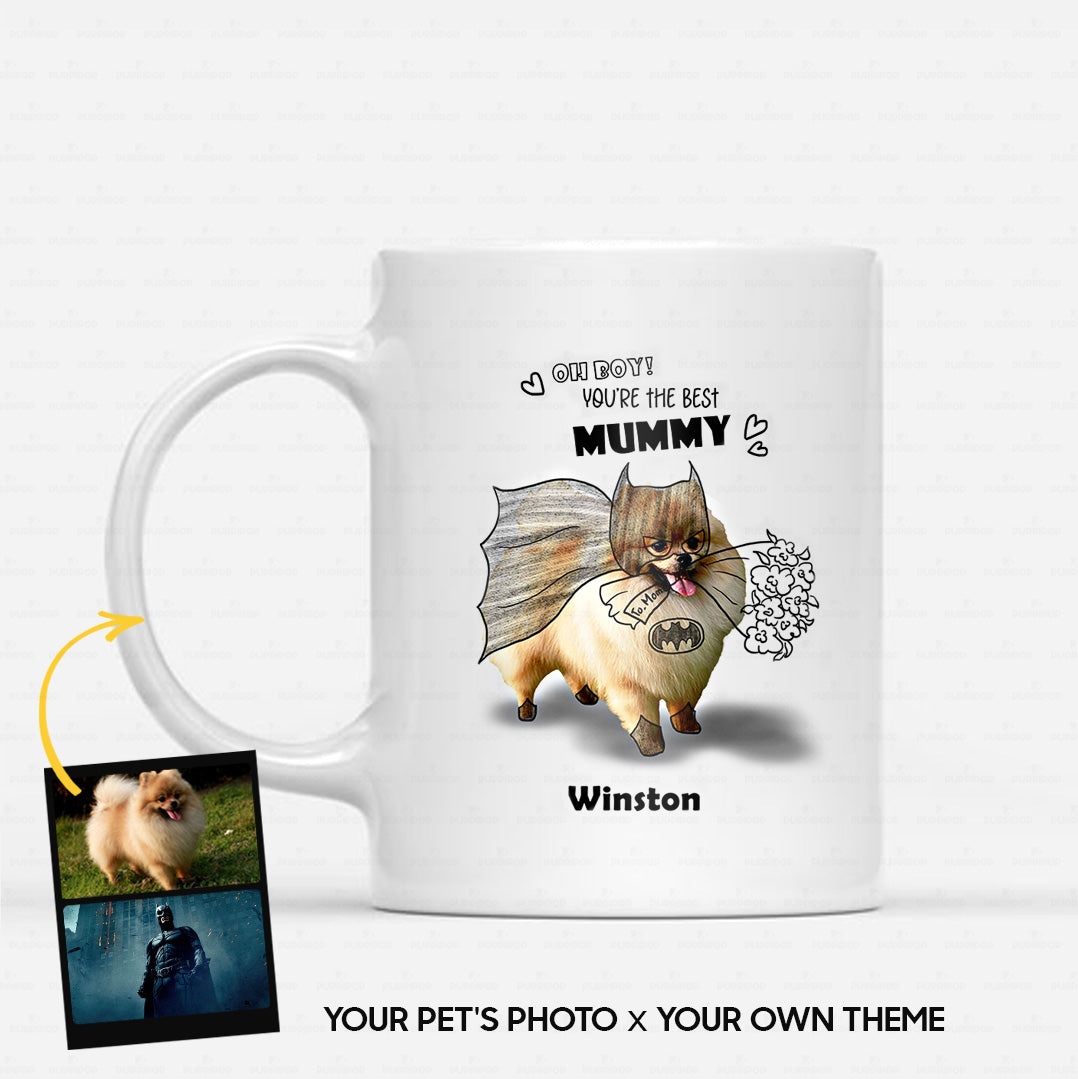 Personalized Dog Gift Idea - Funny Super Hero Line Art For Dog Lovers - White Mug