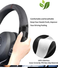 Thumbnail for Car Steering Wheel Cover, Custom fit for Sedan SUvs, Non-Slip Microfiber Leather Car Interior with Anti-Slip Design, Fashion Sports Style Steering Wheel