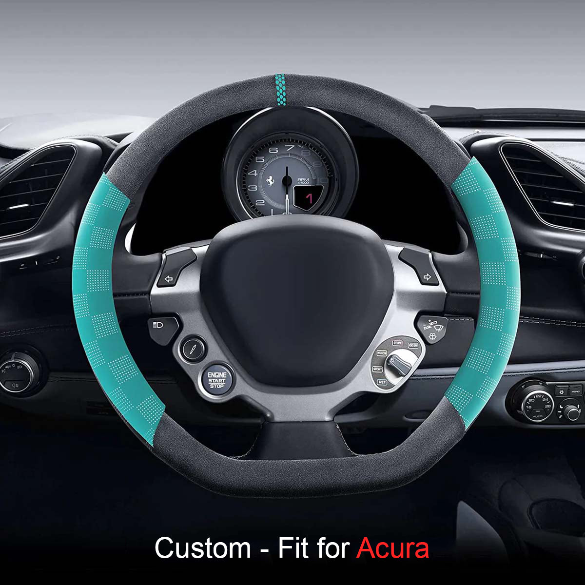 Car Steering Wheel Cover, Custom fit for Sedan SUvs, Non-Slip Microfiber Leather Car Interior with Anti-Slip Design, Fashion Sports Style Steering Wheel