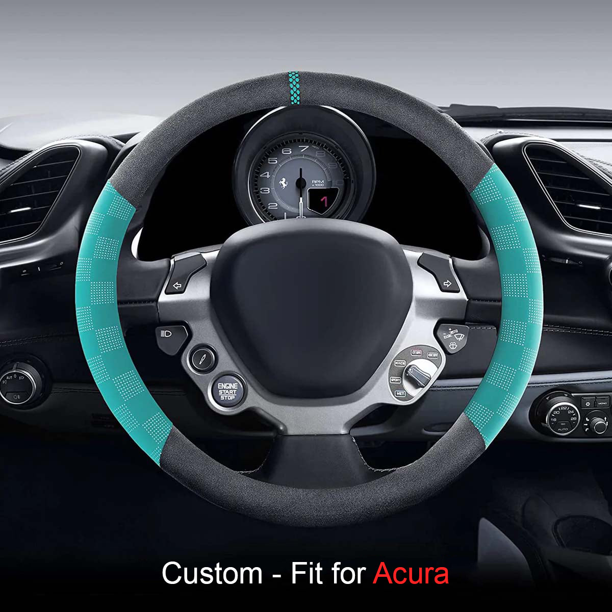 Car Steering Wheel Cover, Custom fit for Sedan SUvs, Non-Slip Microfiber Leather Car Interior with Anti-Slip Design, Fashion Sports Style Steering Wheel
