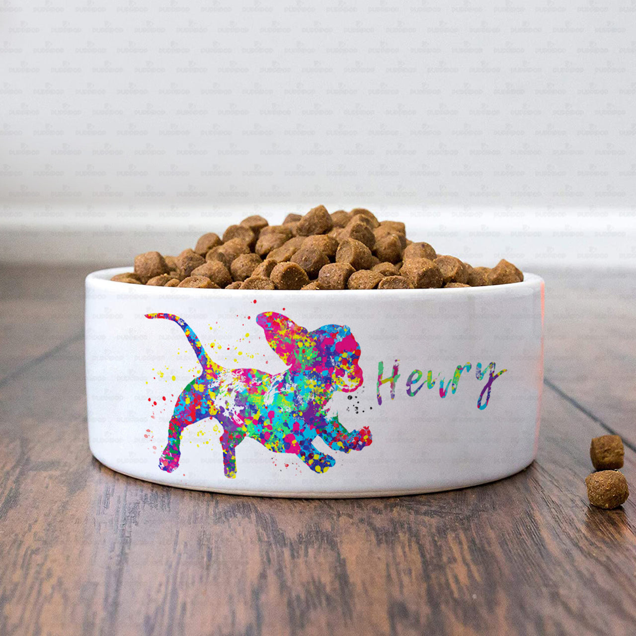 Personalized Dog Gift Idea - Creative Painting Puppy Portrait  For Puppy Lovers - Pet Bowl