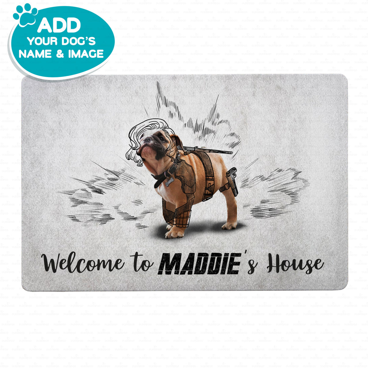Personalized Dog Gift Idea - Funny Creative Line Art Dog For Dog Lovers - Doormat