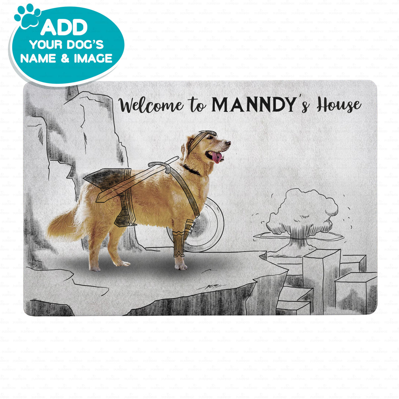 Personalized Dog Gift Idea - Funny Creative Line Art Dog For Dog Lovers - Doormat
