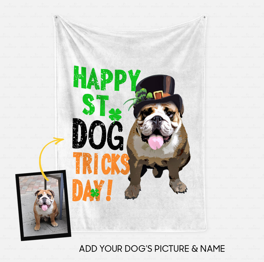 Custom Dog Blanket- Personalized Creative Gift Idea - Happy St Dog Tricks Day For Dog Lover - Fleece Blanket
