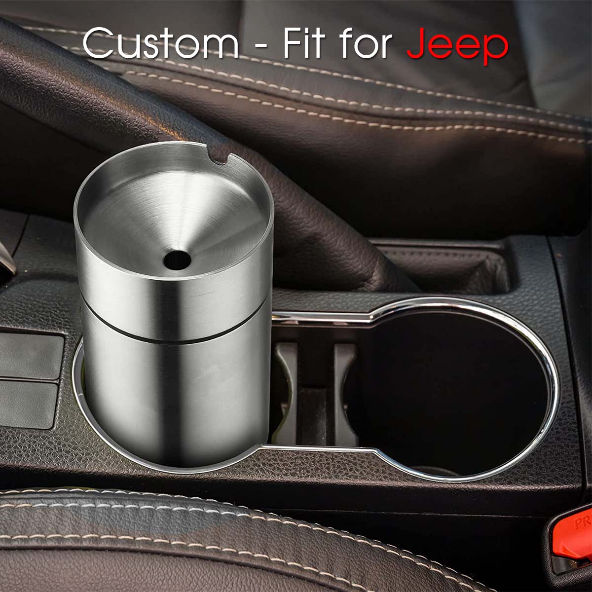 2 Pieces Car Ashtray with Lid Portable Ashtray, Custom fit for Jeep, Car Mini Car Trash Can Stainless Steel Portable Detachable Windproof Self Extinguishing Butt Bucket for Outdoor Travel Home Office