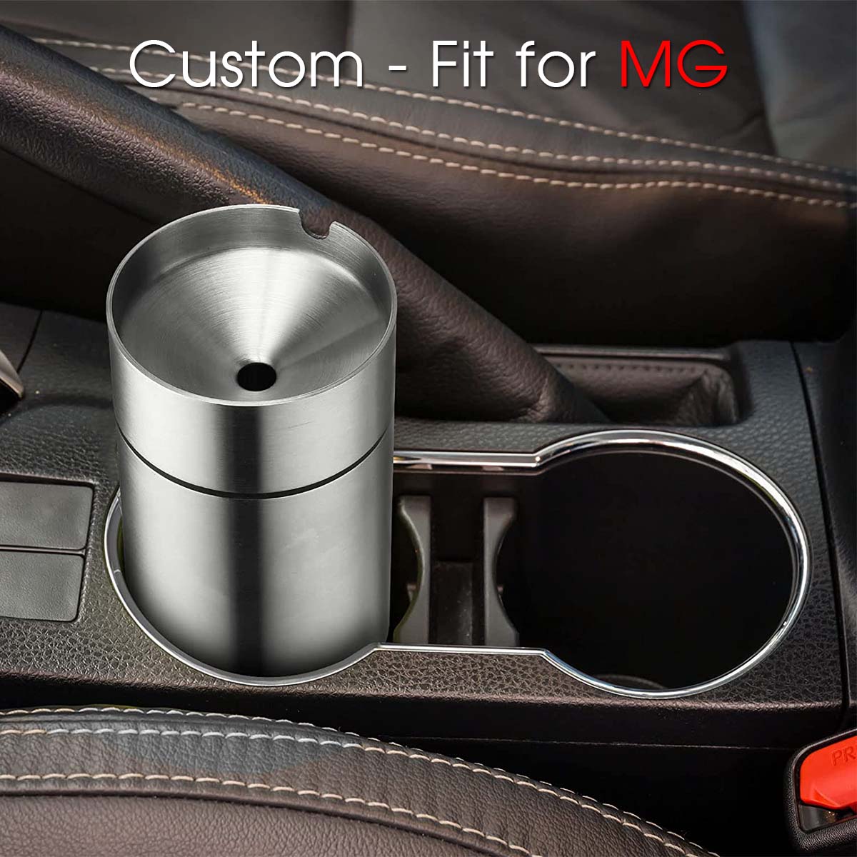 2 Pieces Car Ashtray with Lid Portable Ashtray, Custom fit for MG, Car Mini Car Trash Can Stainless Steel Portable Detachable Windproof Self Extinguishing Butt Bucket for Outdoor Travel Home Office