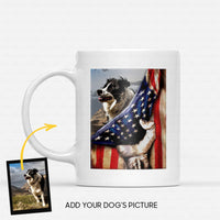 Thumbnail for Custom Dog Mug - Personalized American Flag Dog Gift For Dad - White Mug