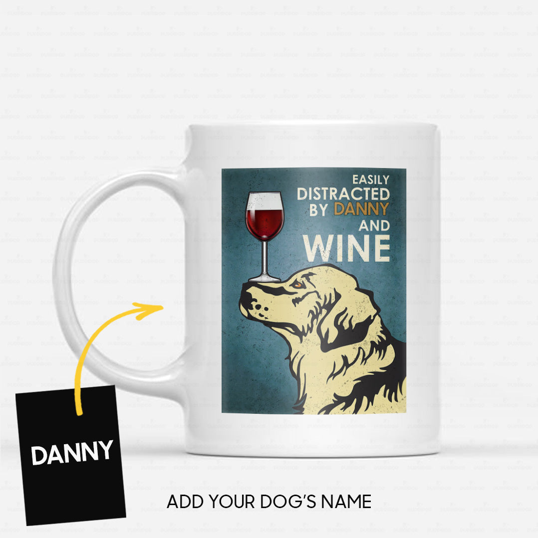 Custom Dog Mug - Personalized Easily Distracted By Fur Baby And Wine Gift For Dad - White Mug