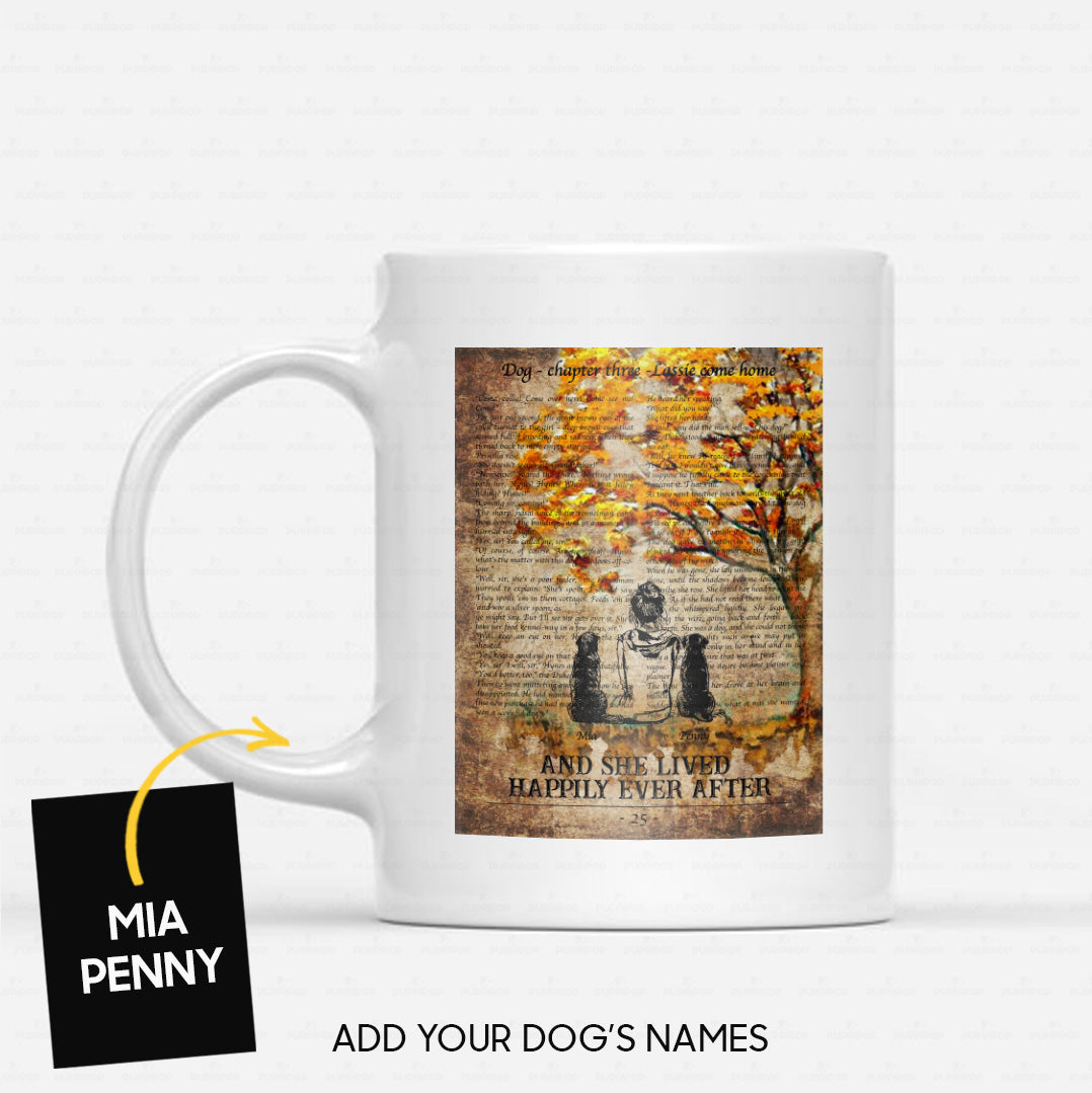 Personalized Dog Gift Idea - Woman And Two Dogs Beside The Tree For Mom - White Mug