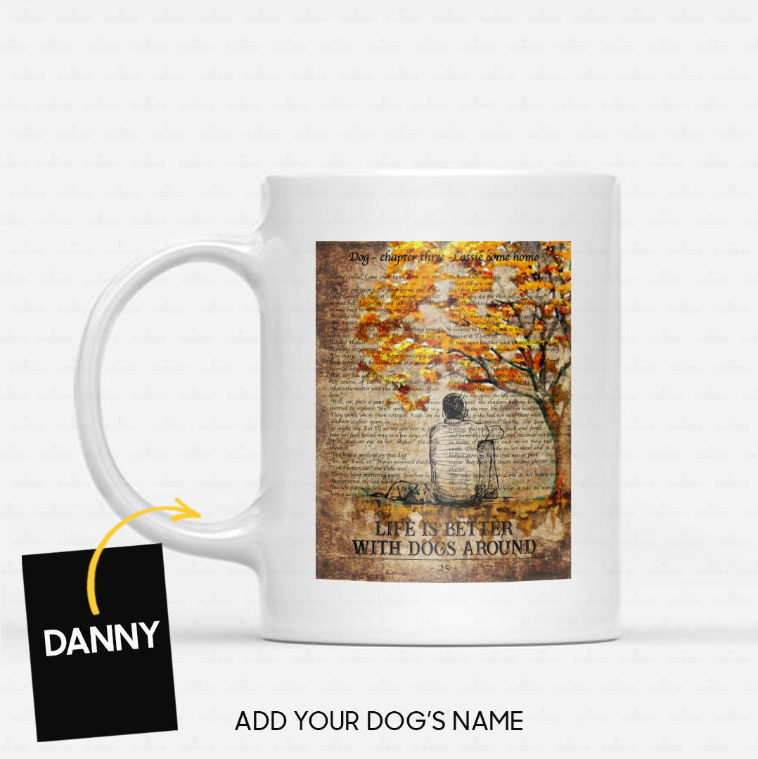 Custom Dog Mug - Personalized Man And A Dog Beside The Tree Gift For Dad - White Mug