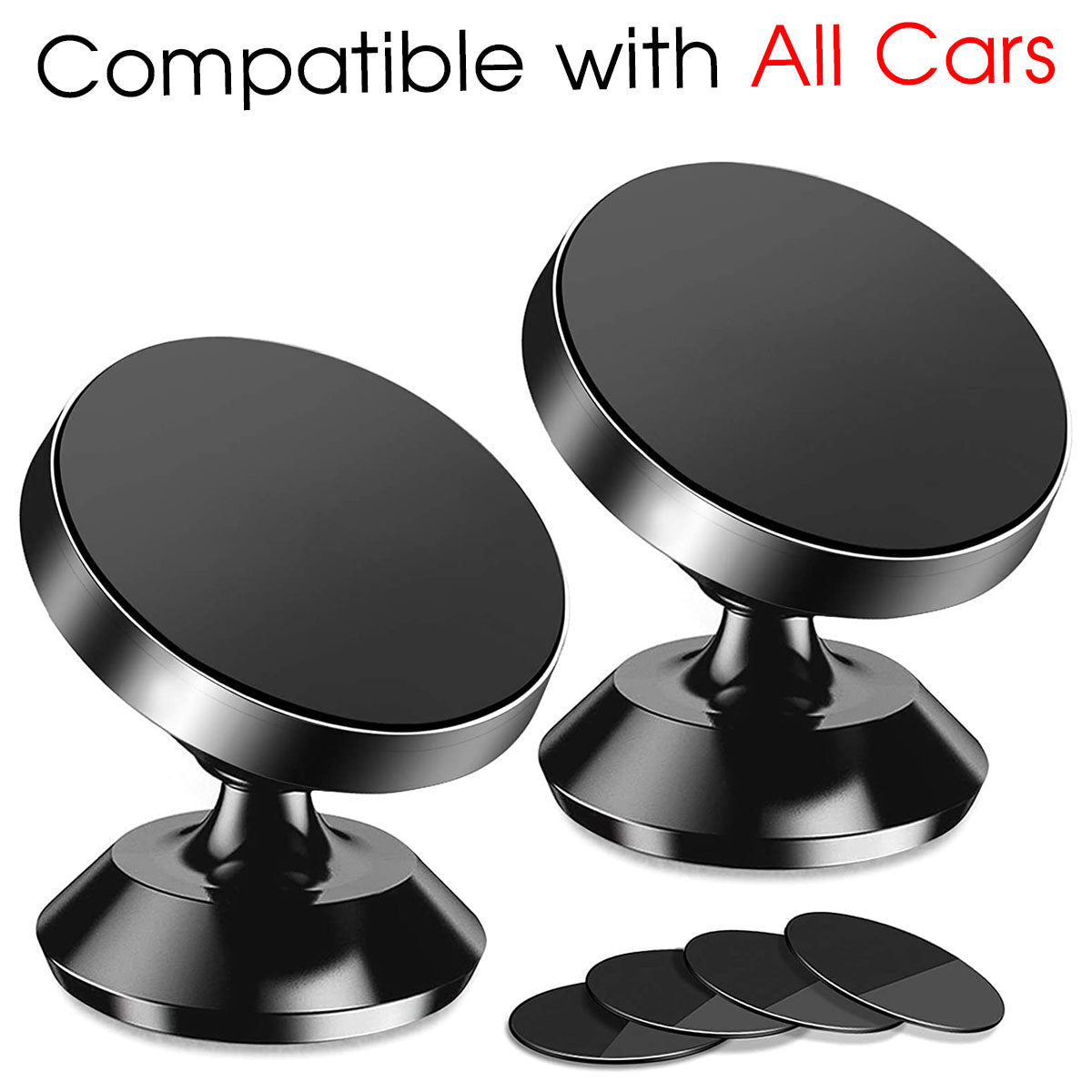 [2 Pack ] Magnetic Phone Mount, Custom For Your Cars, [ Super Strong Magnet ] [ with 4 Metal Plate ] car Magnetic Phone Holder, [ 360° Rotation ] Universal Dashboard car Mount Fits All Cell Phones, Car Accessories MC13982