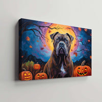 Thumbnail for Cane Corso Dog 03 Halloween With Pumpkin Oil Painting Van Goh Style, Wooden Canvas Prints Wall Art Painting , Canvas 3d Art