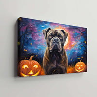Thumbnail for Cane Corso Dog 04 Halloween With Pumpkin Oil Painting Van Goh Style, Wooden Canvas Prints Wall Art Painting , Canvas 3d Art