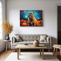 Thumbnail for Cane Corso Dog 01 Halloween With Pumpkin Oil Painting Van Goh Style, Wooden Canvas Prints Wall Art Painting , Canvas 3d Art