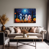 Thumbnail for Poodle Dog Halloween With Pumpkin Oil Painting Van Goh Style, Wooden Canvas Prints Wall Art Painting , Canvas 3d Art