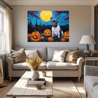 Thumbnail for French Bulldog 01 Halloween With Pumpkin Oil Painting Van Goh Style, Wooden Canvas Prints Wall Art Painting , Canvas 3d Art