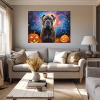 Thumbnail for Cane Corso Dog 04 Halloween With Pumpkin Oil Painting Van Goh Style, Wooden Canvas Prints Wall Art Painting , Canvas 3d Art