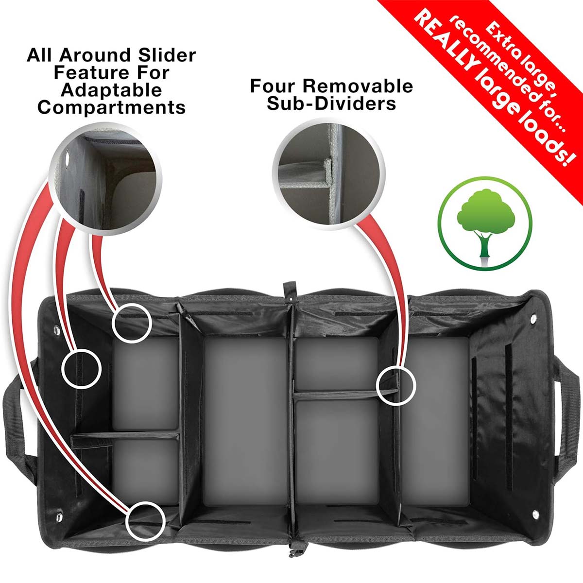 Trunk Organizer, Custom fit for Sedan SUVs, Premium Multi Compartments Collapsible Cargo Storage & Accessories