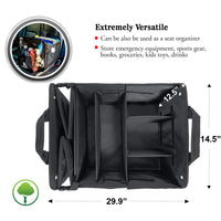 Thumbnail for Trunk Organizer, Custom fit for Sedan SUVs, Premium Multi Compartments Collapsible Cargo Storage & Accessories