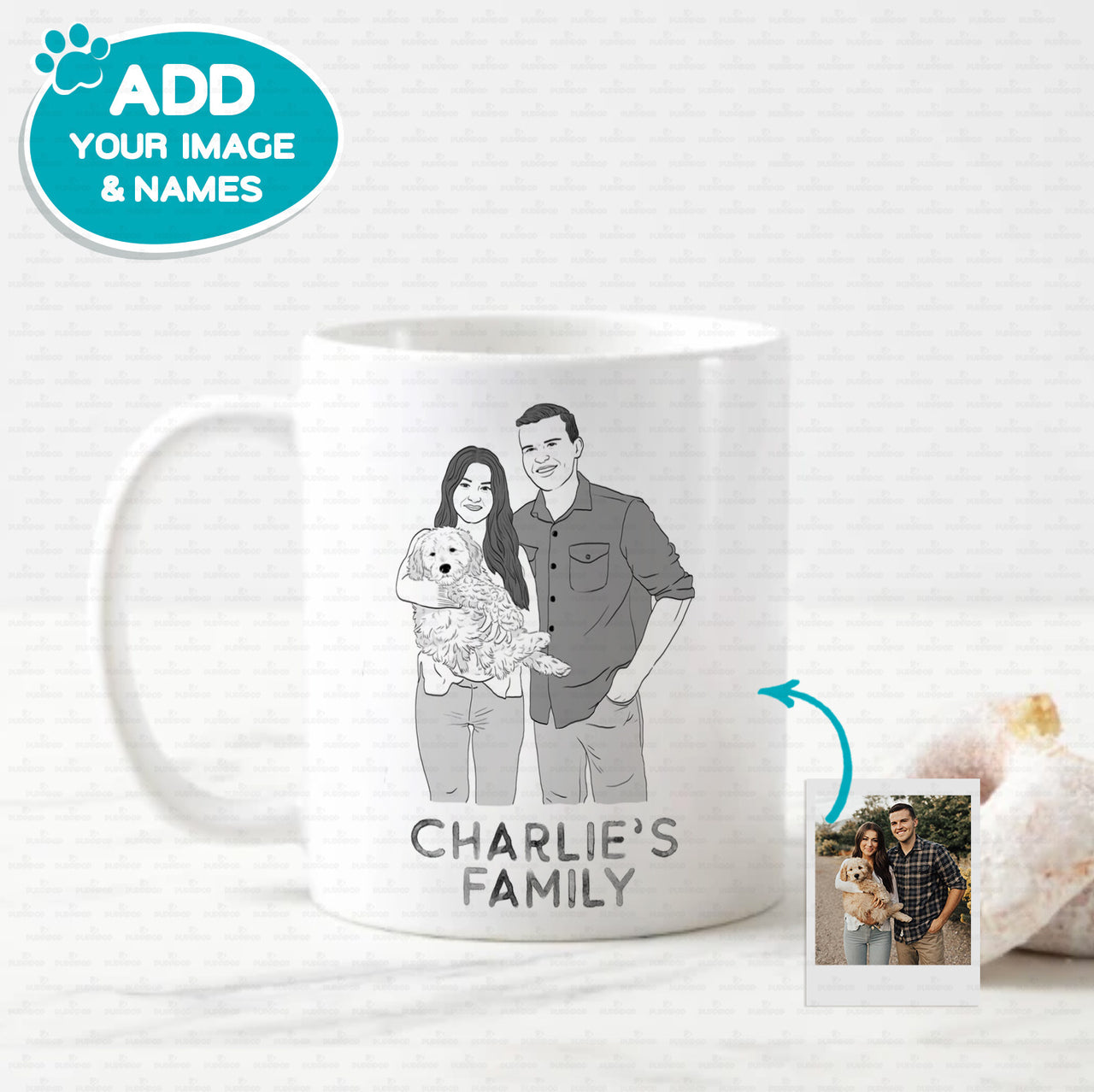 Personalized Dog Gift Idea - Black And White Sketching Gift For Puppy Lovers - White Mug