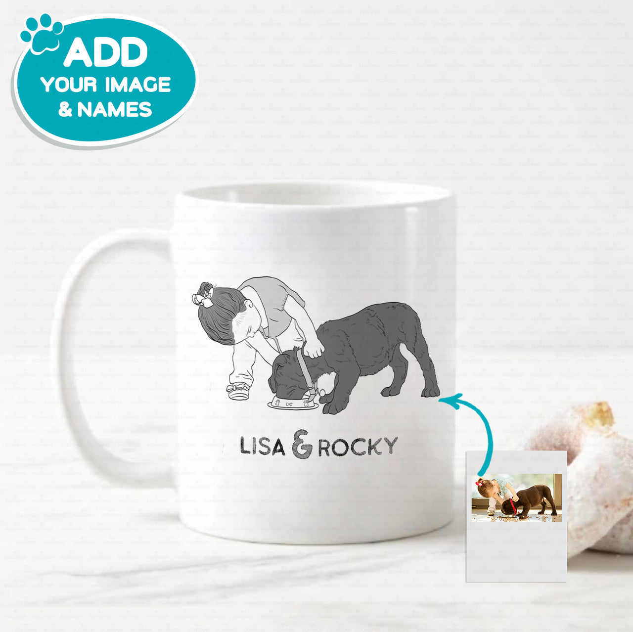 Personalized Dog Gift Idea - Black And White Sketching Gift For Puppy Lovers - White Mug