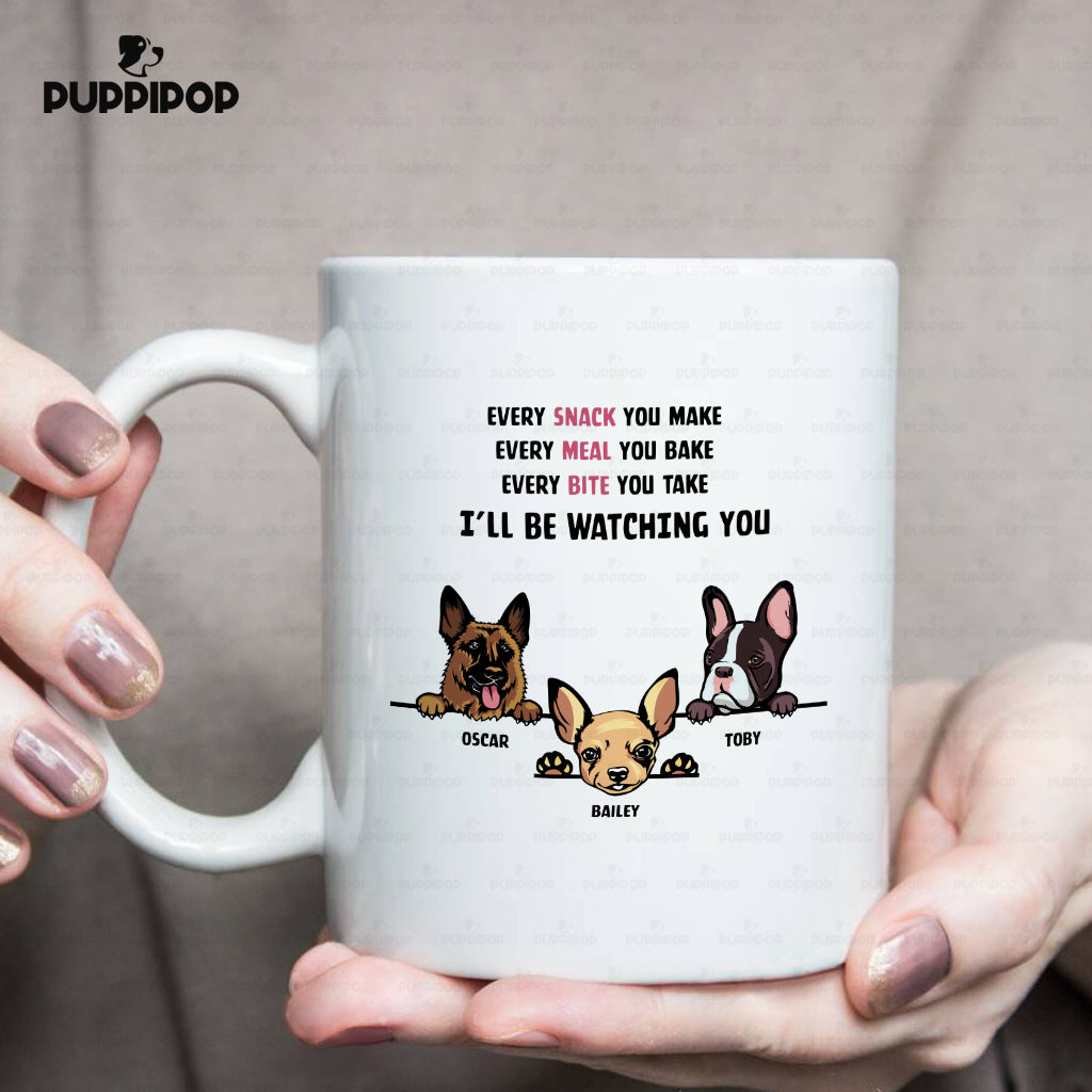 Personalized Dog Gift Idea - 3 Dog Every Snack You Make 1 For Dog Lovers - White Mug