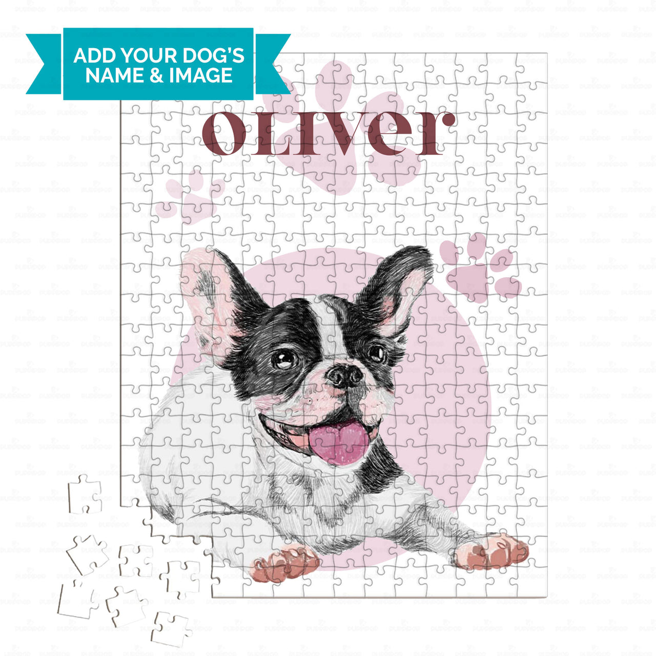 Personalized Dog Gift Idea - Sketching Puppy And Paw Gift For Puppy Lovers - Puzzle