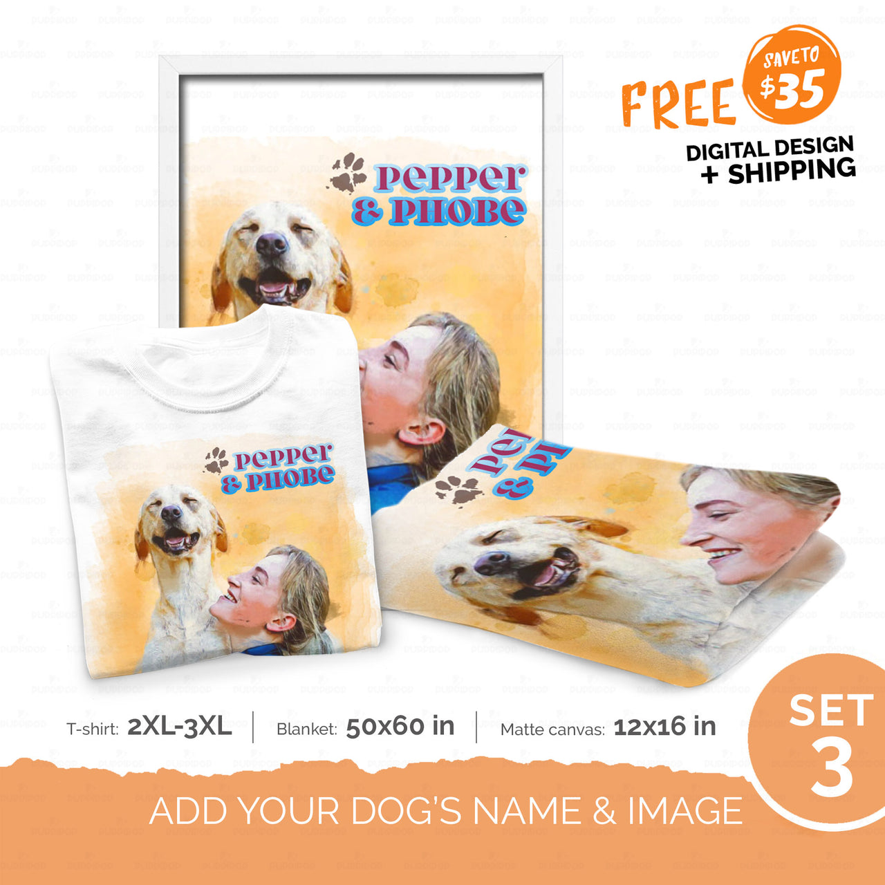 Personalized Gift Bundle - Portrait Sketching For Puppy Lovers - Standard Happy Ever After 3