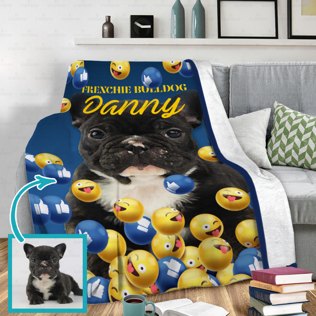 Personalized Dog Gift - Funny Icon Reaction Social Media Portrait For Puppy Lovers - Fleece Blanket