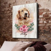 Thumbnail for Pet Portrait Custom, Pet Portrait With Pink Flower, Best Gifts For Dog Owners - Best Personalized Gifts for Everyone