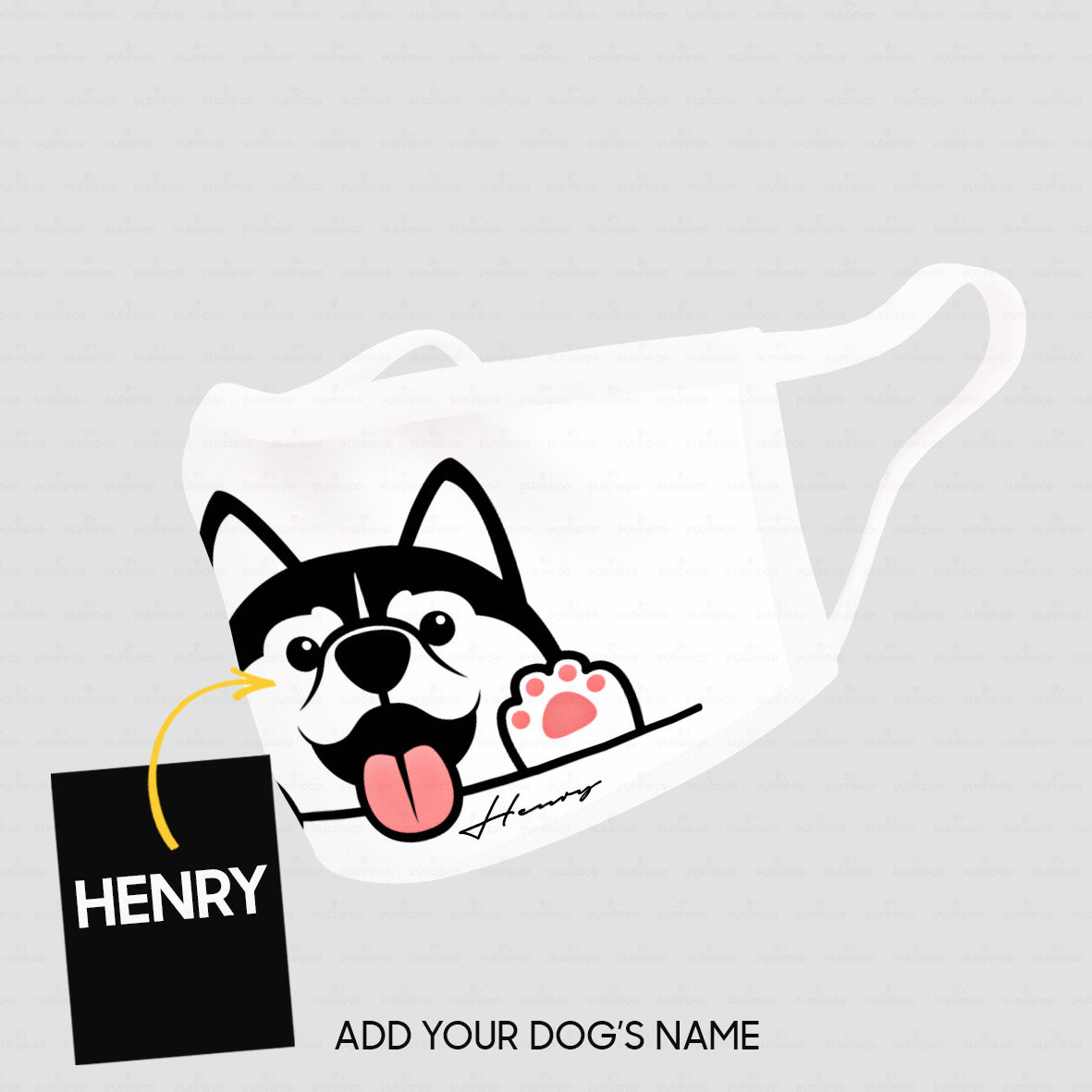 Personalized Dog Gift Idea - Husky Face For Dog Lovers - Cloth Mask
