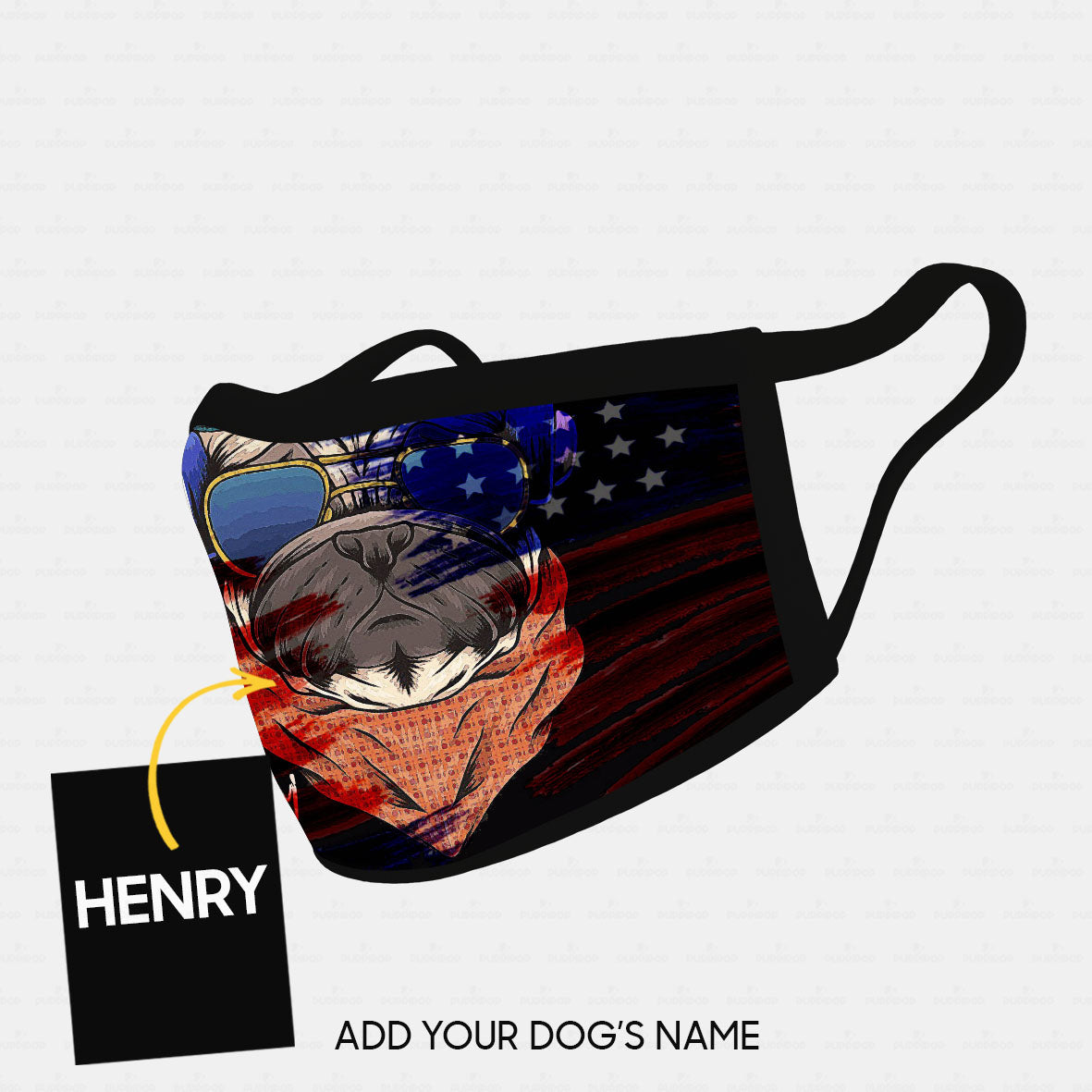 Personalized Dog Gift Idea - American Flag 5 For Dog Lovers - Cloth Mask