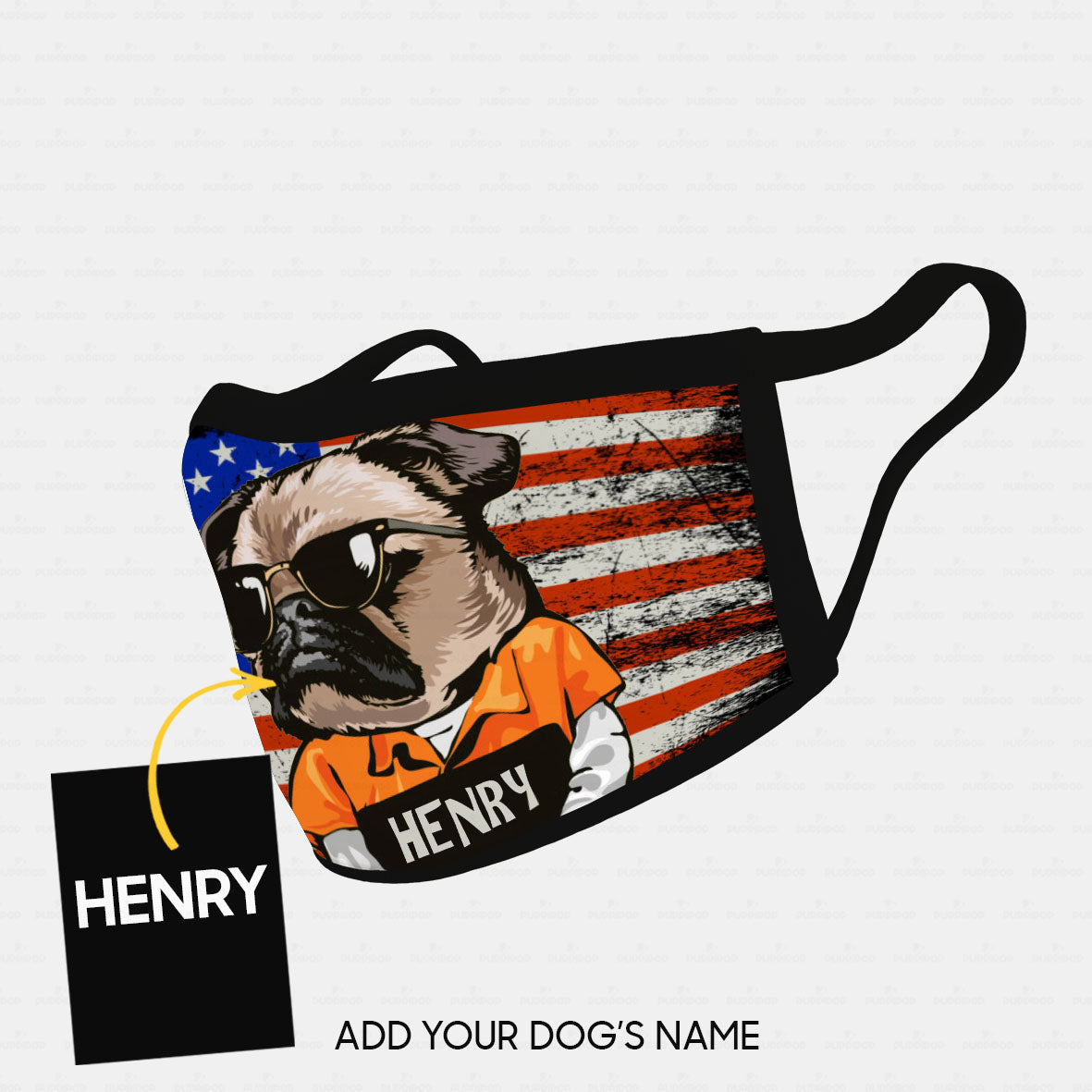 Personalized Dog Gift Idea - American Flag 7 For Dog Lovers - Cloth Mask