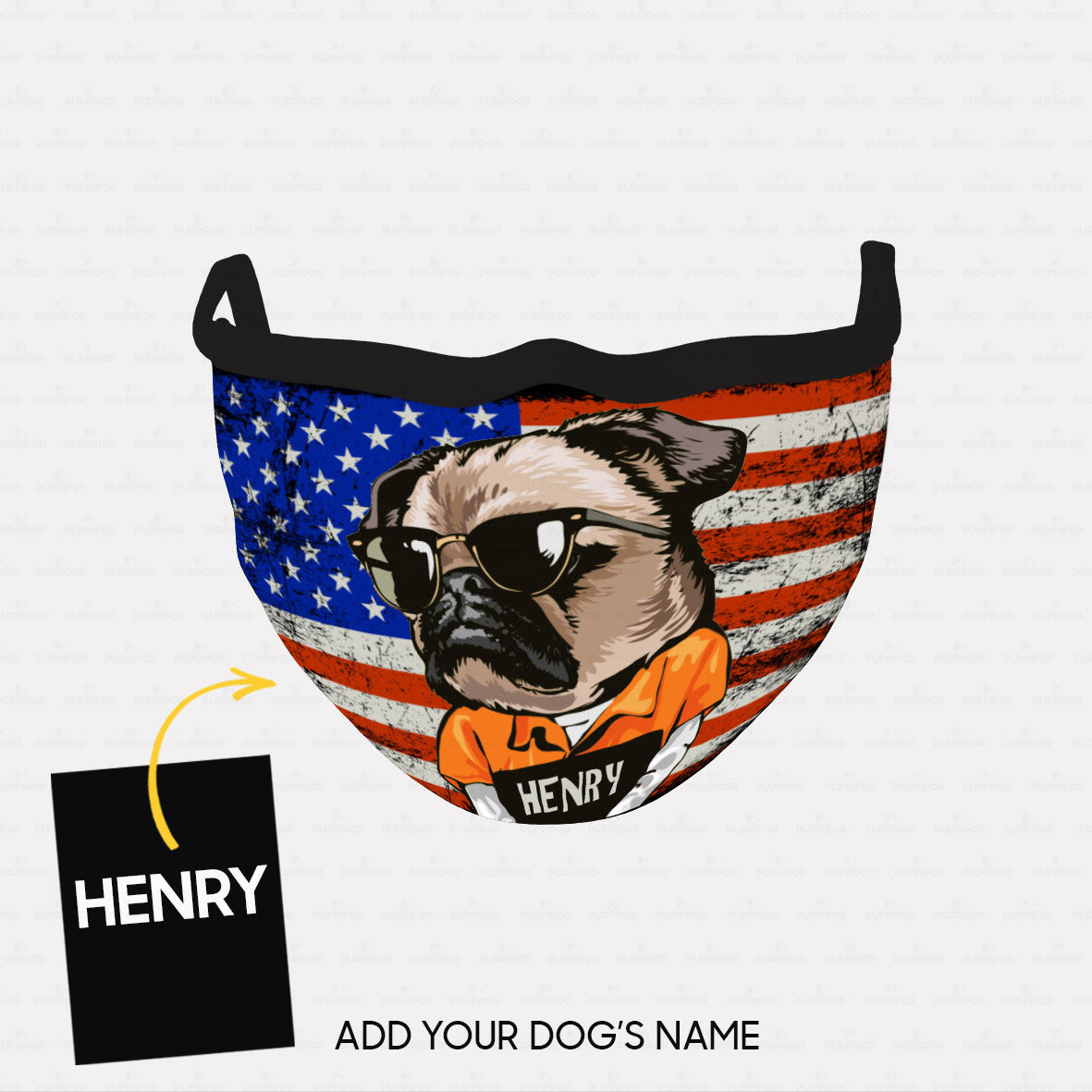 Personalized Dog Gift Idea - American Flag 7 For Dog Lovers - Cloth Mask