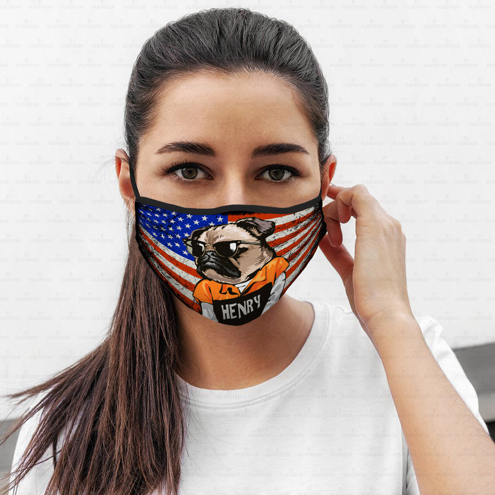 Personalized Dog Gift Idea - American Flag 7 For Dog Lovers - Cloth Mask