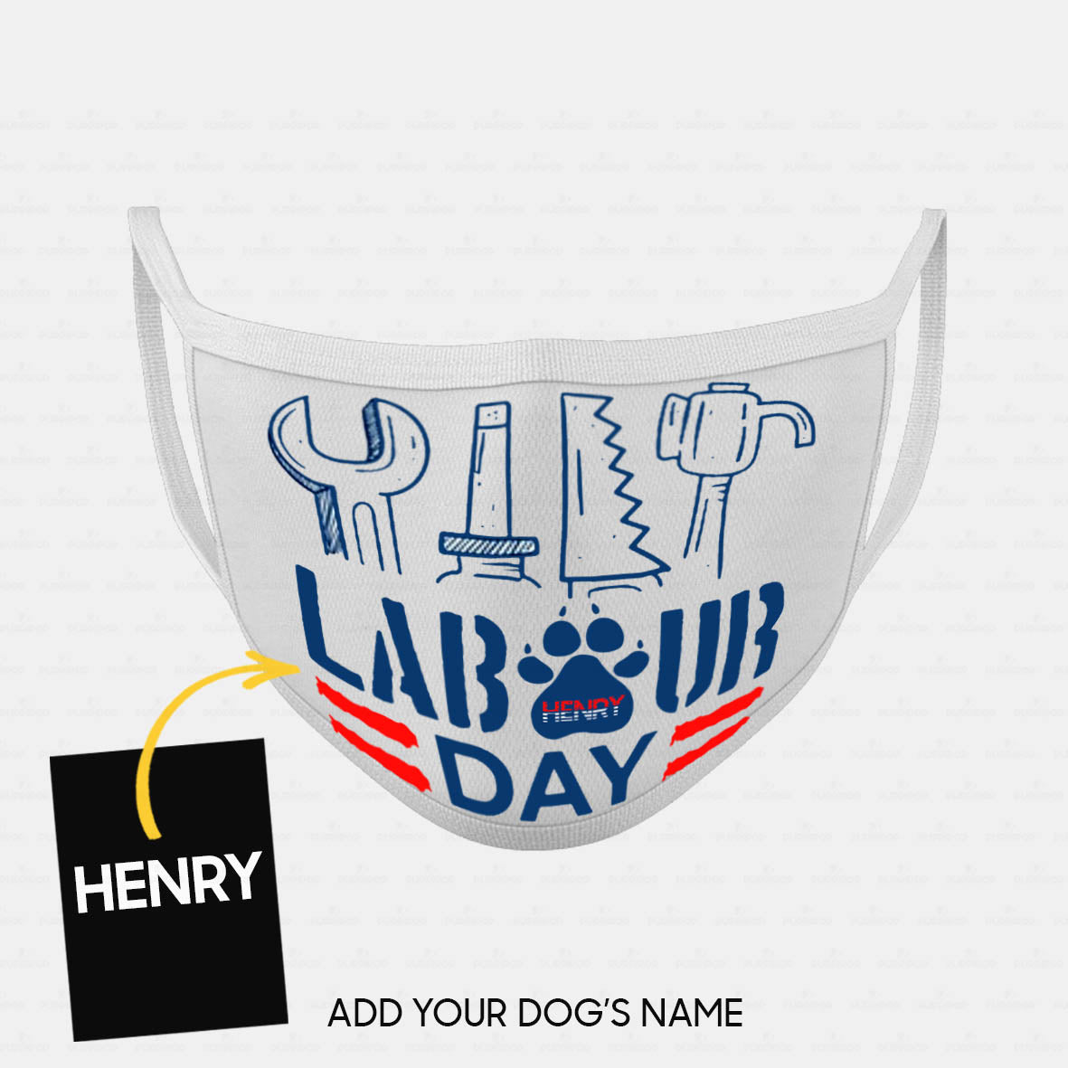 Personalized Dog Gift Idea - Happy Labor Day With Tools For Dog Lovers - Cloth Mask