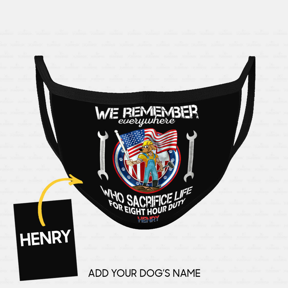 Personalized Dog Gift Idea - Happy Labor Day 8 Hours Duty For Dog Lovers - Cloth Mask