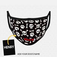 Thumbnail for Personalized Dog Gift Idea - Skulls, Paws And Bones For Dog Lovers - Cloth Mask