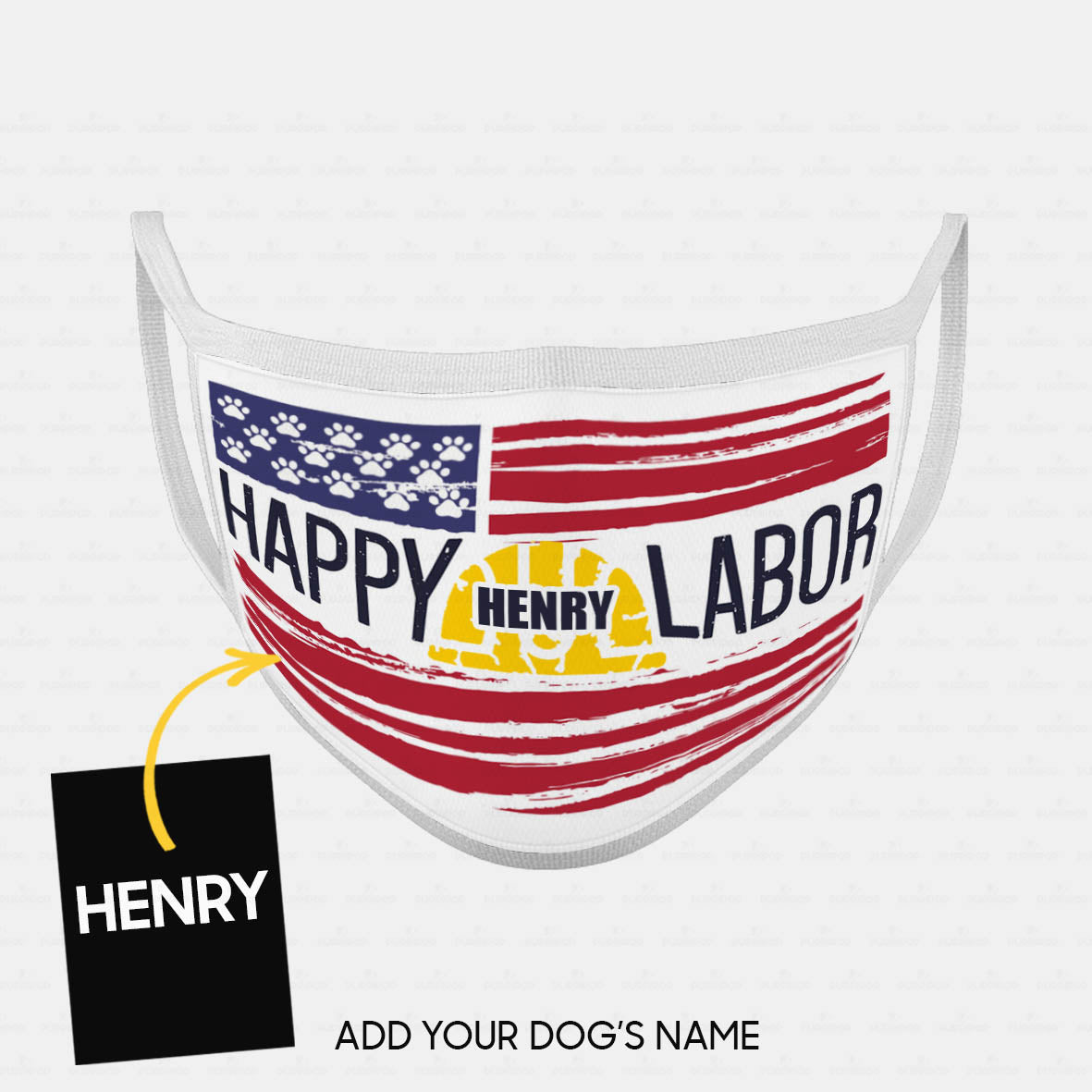 Personalized Dog Gift Idea - Happy Labor Day Paw On The Flag For Dog Lovers - Cloth Mask