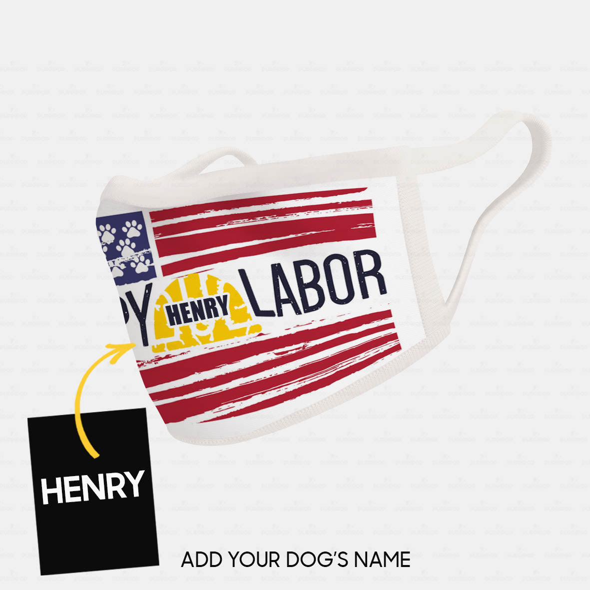 Personalized Dog Gift Idea - Happy Labor Day Paw On The Flag For Dog Lovers - Cloth Mask