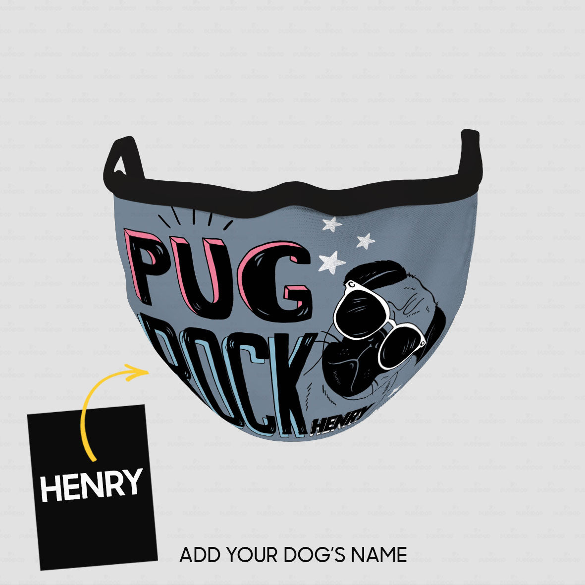 Personalized Dog Gift Idea - Pug Rock For Dog Lovers - Cloth Mask