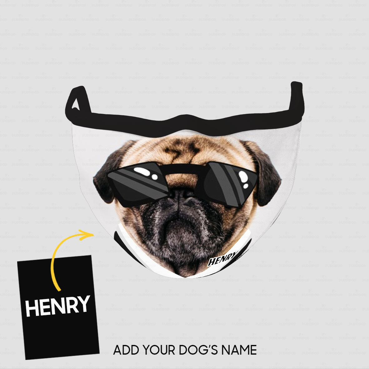 Personalized Dog Gift Idea - Pug With Black Glasses For Dog Lovers - Cloth Mask