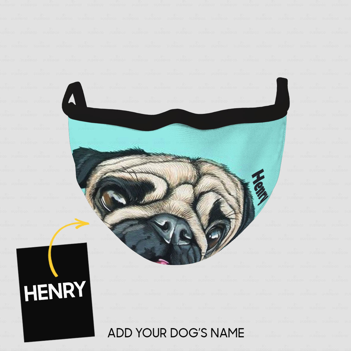 Personalized Dog Gift Idea - Half Of Pug's Face For Dog Lovers - Cloth Mask