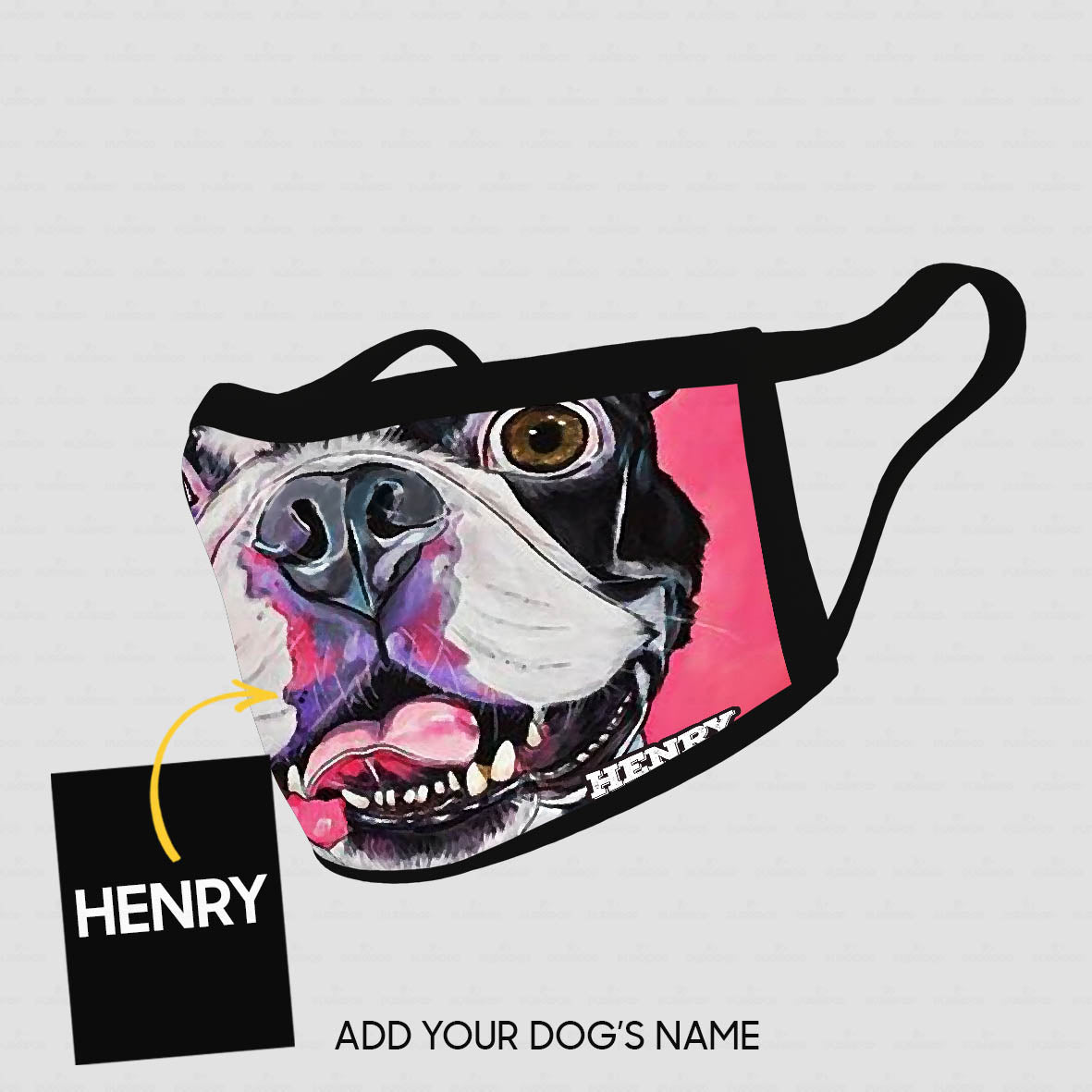 Personalized Dog Gift Idea - Zoom In Dog With Pink Background For Dog Lovers - Cloth Mask