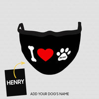 Thumbnail for Personalized Dog Gift Idea - I Love Dog Paw For Dog Lovers - Cloth Mask