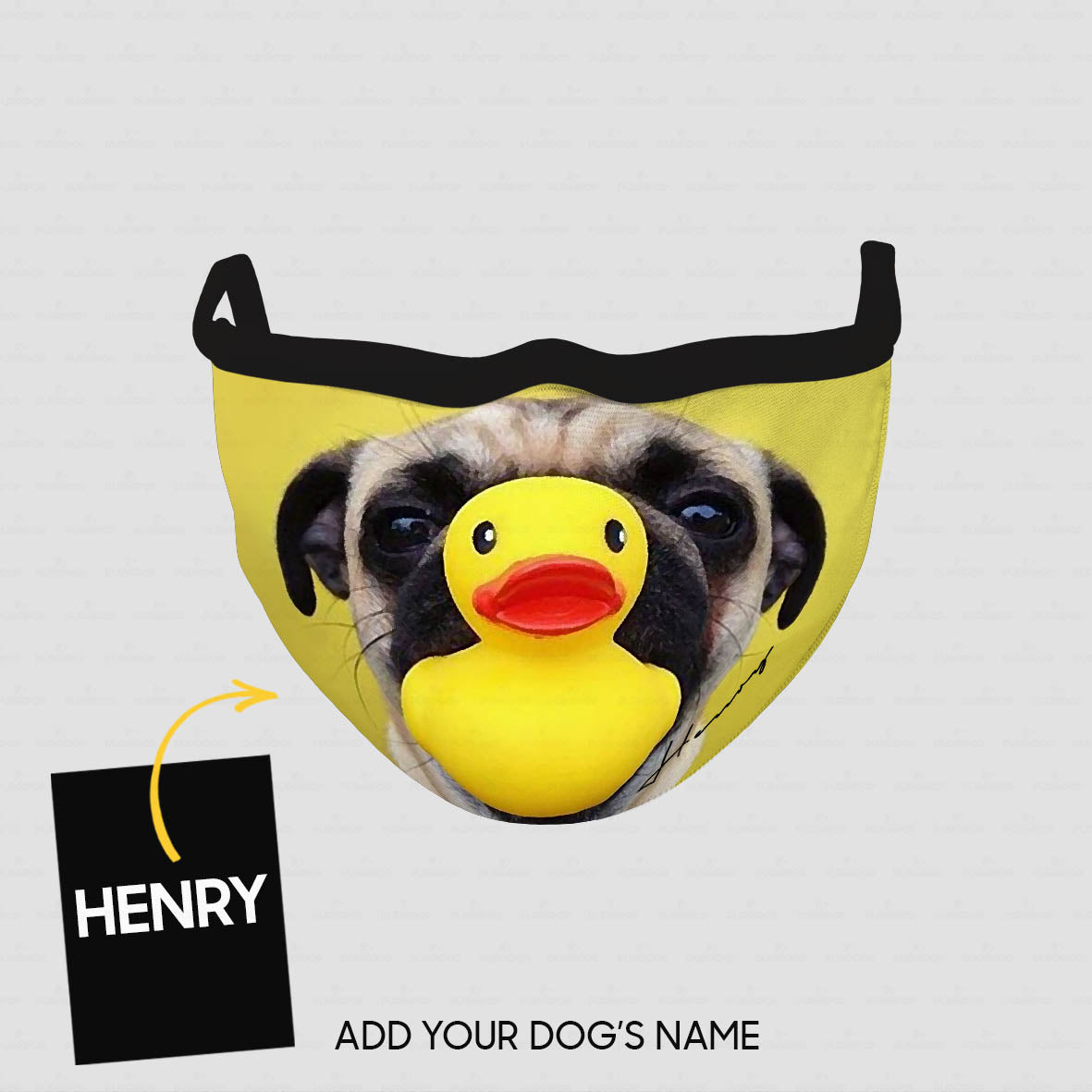 Personalized Dog Gift Idea - Pug With A Duck For Dog Lovers - Cloth Mask