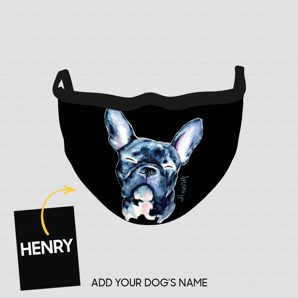 Personalized Dog Gift Idea - Blue French Bull Dog For Dog Lovers - Cloth Mask