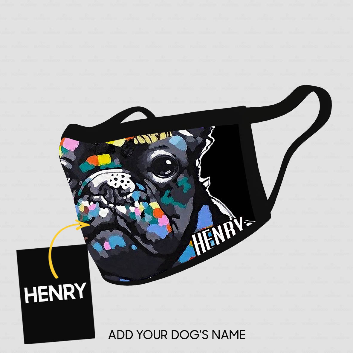 Personalized Dog Gift Idea - Colorful Pug's Face For Dog Lovers - Cloth Mask