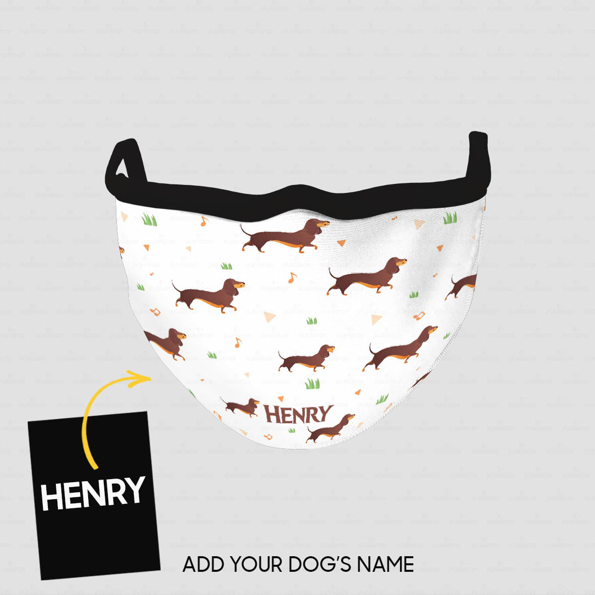 Personalized Dog Gift Idea - Dachshund With The Grass For Dog Lovers - Cloth Mask